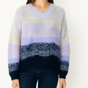 NWOT Club Monaco Chunky Knit Blue V-Neck Sweater XS